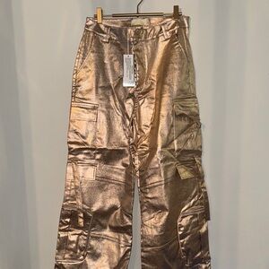 Metallic Gold Wide Leg Pants